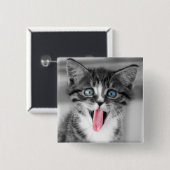 Funny Kitten Vierkante Button 5,1 Cm (Voorkant /achterkant)