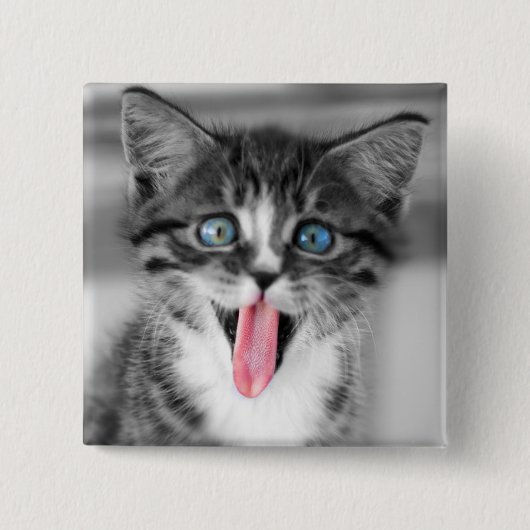 Funny Kitten Vierkante Button 5,1 Cm (Voorkant)