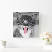 Funny Kitten Vierkante Klok (Huis)