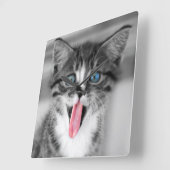 Funny Kitten Vierkante Klok (Hoek)