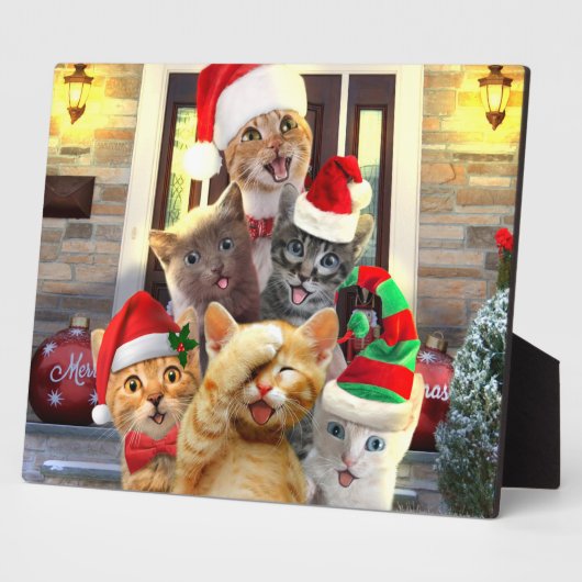 Funny kittens op kerstdag fotoplaat (Zijkant)