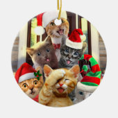 Funny kittens op kerstdag keramisch ornament (Voorkant)