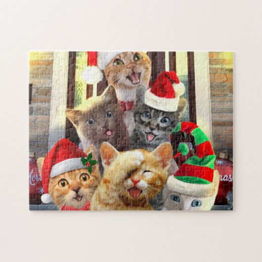 Funny kittens op kerstdag legpuzzel (Horizontaal)