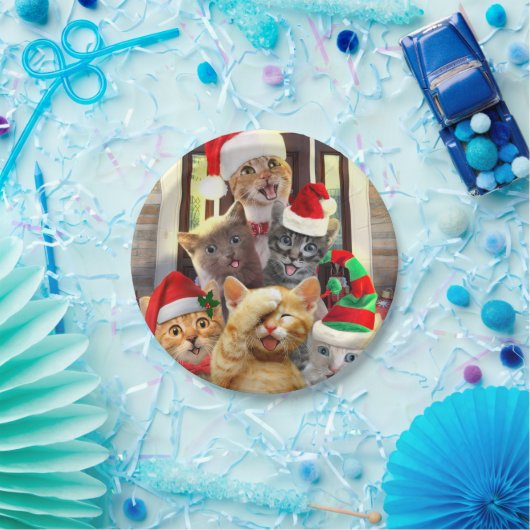 Funny kittens op kerstdag papieren bordje (Feest)