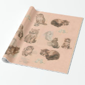 FUNNY KITTY CAT STORIES IN PINK CADEAUPAPIER (Uitgerold)