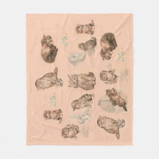 FUNNY KITTY CAT STORIES IN PINK FLEECE DEKEN (Voorkant)