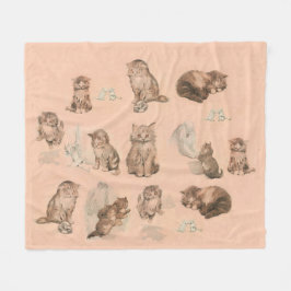 FUNNY KITTY CAT STORIES IN PINK FLEECE DEKEN