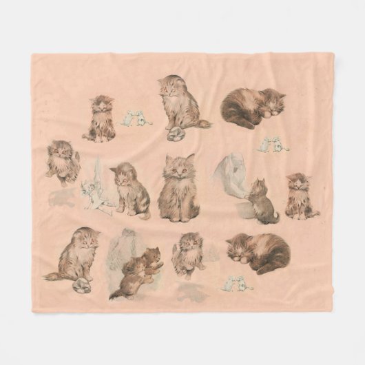 FUNNY KITTY CAT STORIES IN PINK FLEECE DEKEN (Voorkant (Horizontaal))