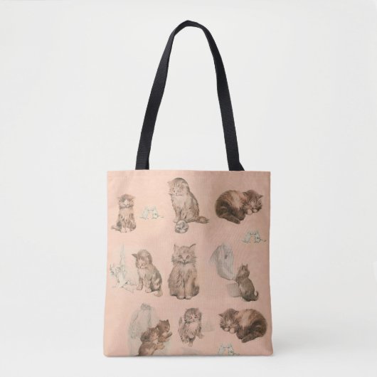 FUNNY KITTY CAT STORIES IN PINK TOTE BAG (Voorkant)