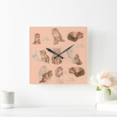 FUNNY KITTY CAT STORIES IN PINK VIERKANTE KLOK (Huis)