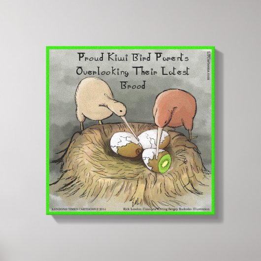 Funny Kiwi Bird Parents & Fruit Canvas Print (Voorkant)