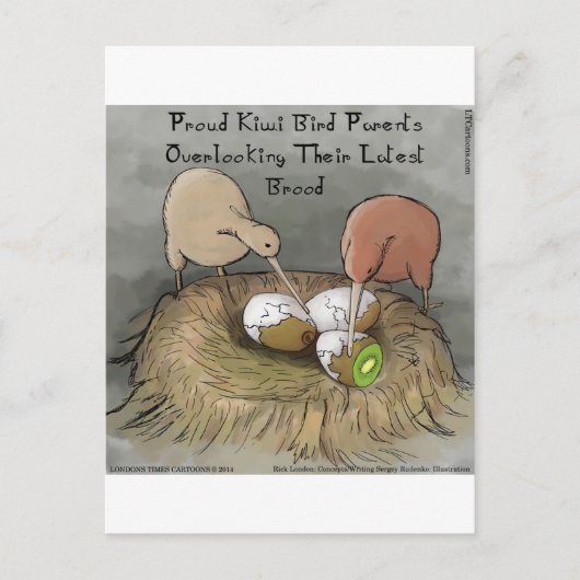 Funny Kiwi Birds die hun vruchten afwerpen Briefkaart (Voorkant)