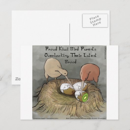 Funny Kiwi Birds die hun vruchten afwerpen Briefkaart (Voorkant / Achterkant)
