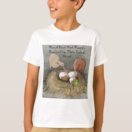 Funny Kiwi Birds die hun vruchten afwerpen T-shirt (Voorkant)