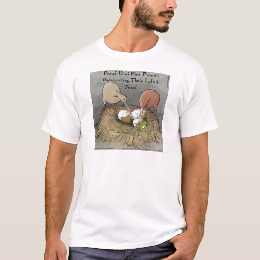 Funny Kiwi Birds die hun vruchten afwerpen T-shirt (Voorkant)