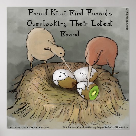 Funny Kiwi-vogels die naar hun Poster van fruit ne (Voorkant)