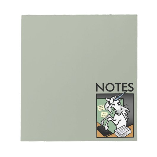 FUNNY KLERICAL RECEPTIONIST UNICORN NOTEPAD NOTITIEBLOK (Voorkant)