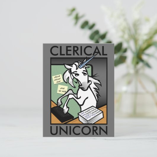 FUNNY KLERICAL UNICORD VERTICAL BRIEFKAART (Staand voorkant)