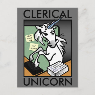 FUNNY KLERICAL UNICORD VERTICAL BRIEFKAART
