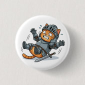 Funny Knight Cat Button (Voorkant)