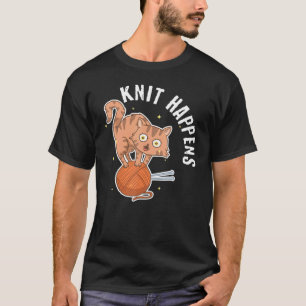 Funny Knit Craft Cute Cat Crocheting Yarn Love T-shirt