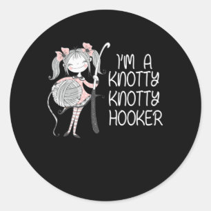 Funny Knitter Crafting Knitting Yarn Lover Ronde Sticker