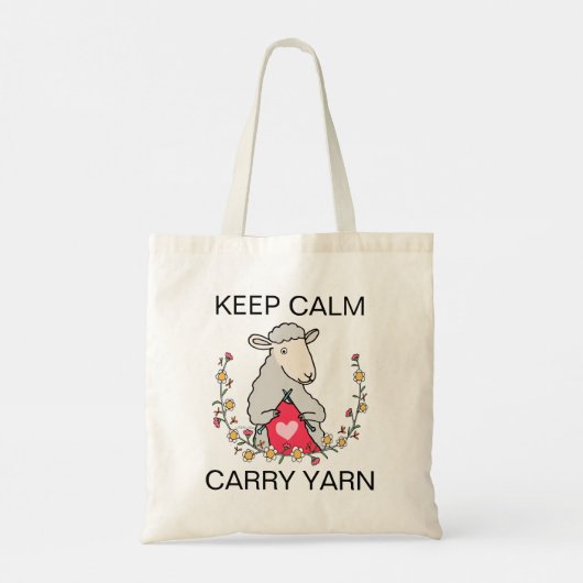 Funny Knitter Crochet Lover Keep Calm Carry Yarn Tote Bag (Achterkant)