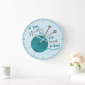 Funny Knitter Cute Yarn Needles Grote Klok (Huis)