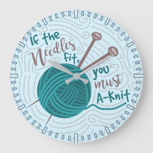 Funny Knitter Cute Yarn Needles Grote Klok