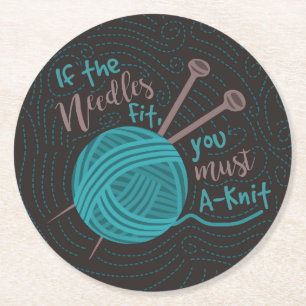 Funny Knitter - Humoureuze naalden Yarn Knitter Ronde Kartonnen Onderzetter