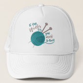 Funny Knitter Joke Needles Yarn Trucker Pet (Voorkant)