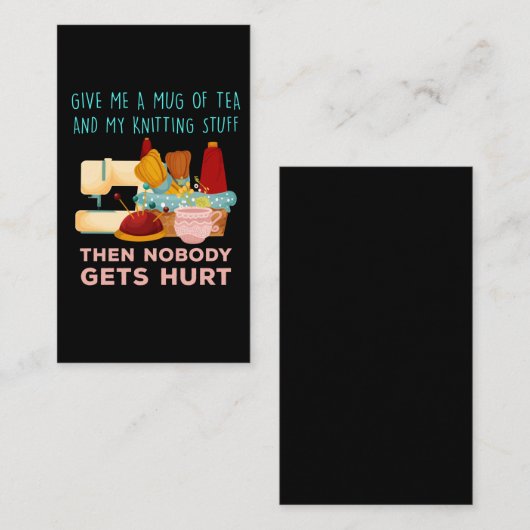 Funny Knitter Tea Drinker Comedian Family Member Visitekaartje (Voorkant / Achterkant)