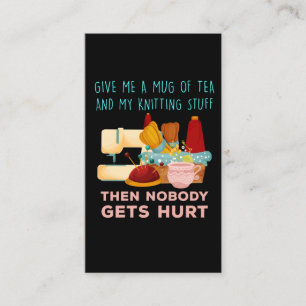 Funny Knitter Tea Drinker Comedian Family Member Visitekaartje