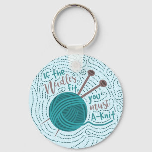 Funny Knitter Yarn Needles Humor Sleutelhanger