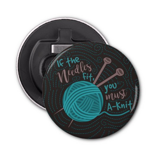 Funny Knitters Humor Knitters Needles Yarn Button Flesopener (Voorkant)