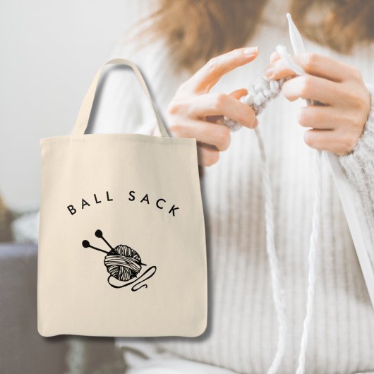 Funny Knitting Ball Sack Tote Bag