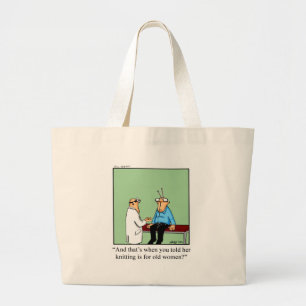 Funny Knitting Cartoon Bag Grote Tote Bag