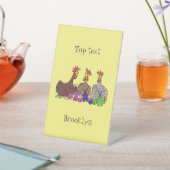 Funny knitting chickens cartoon illustration reclamebord met voetstuk (Insitu)