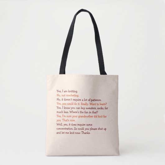 Funny Knitting Conversation Moederdag Mam Yarn Tote Bag (Voorkant)