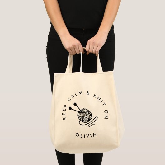 Funny Knitting houdt kalm en breidt zich uit over  Tote Bag (Voorkant (product))
