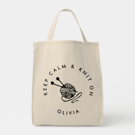 Funny Knitting houdt kalm en breidt zich uit over Tote Bag (Achterkant)