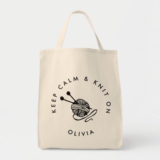 Funny Knitting houdt kalm en breidt zich uit over Tote Bag (Voorkant)