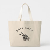 Funny Knitting I Ball Sack Grote Tote Bag (Achterkant)