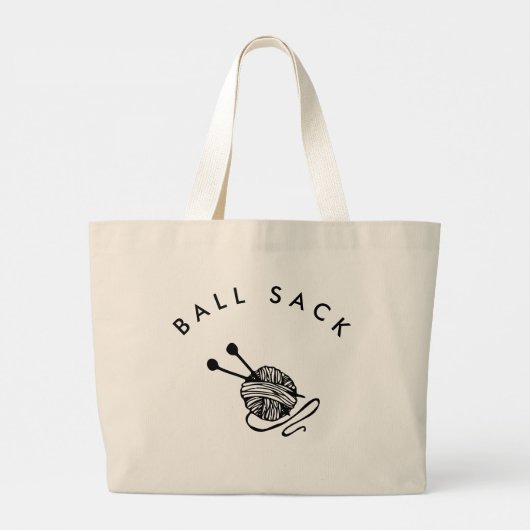 Funny Knitting I Ball Sack Grote Tote Bag (Achterkant)