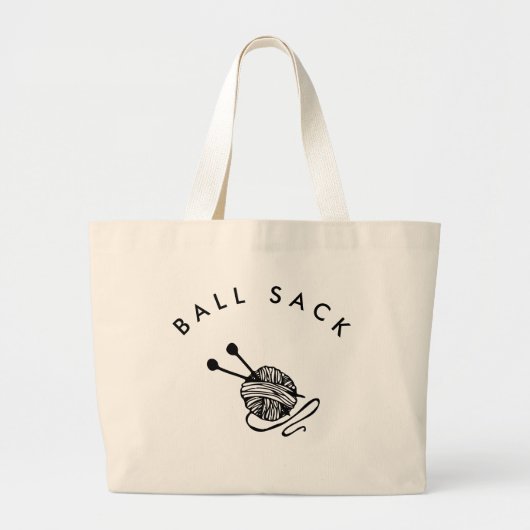Funny Knitting I Ball Sack Grote Tote Bag (Voorkant)