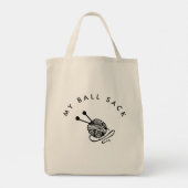 Funny Knitting I My Ball Sack Tote Bag (Achterkant)