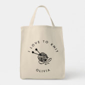 Funny Knitting Ik hou van Knit Personalized Tote Bag (Achterkant)