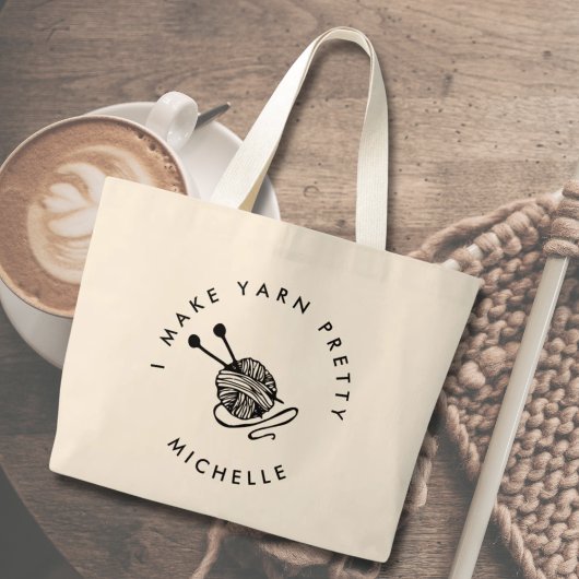 Funny Knitting Ik maak Yarn  gepersonaliseerd Grote Tote Bag