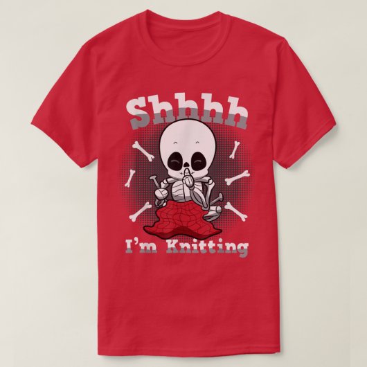 Funny Knitting Kawaii Skeleton Crocheting Hobby Ho T-shirt (Design voorkant)