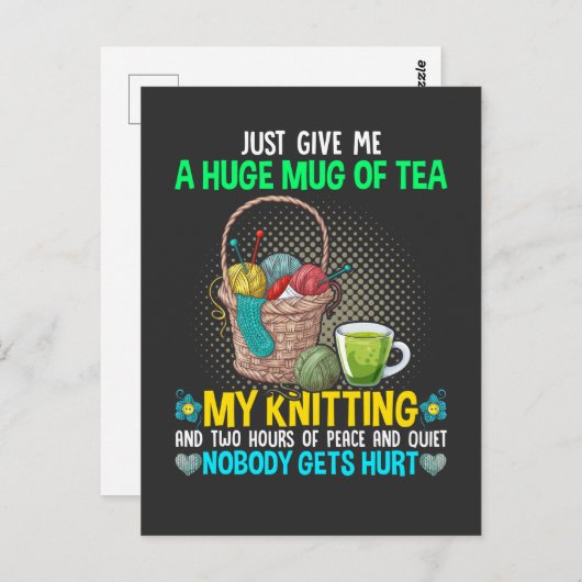 Funny Knitting Moeder Naaldwerk Tea Lover Mam Briefkaart (Voorkant / Achterkant)